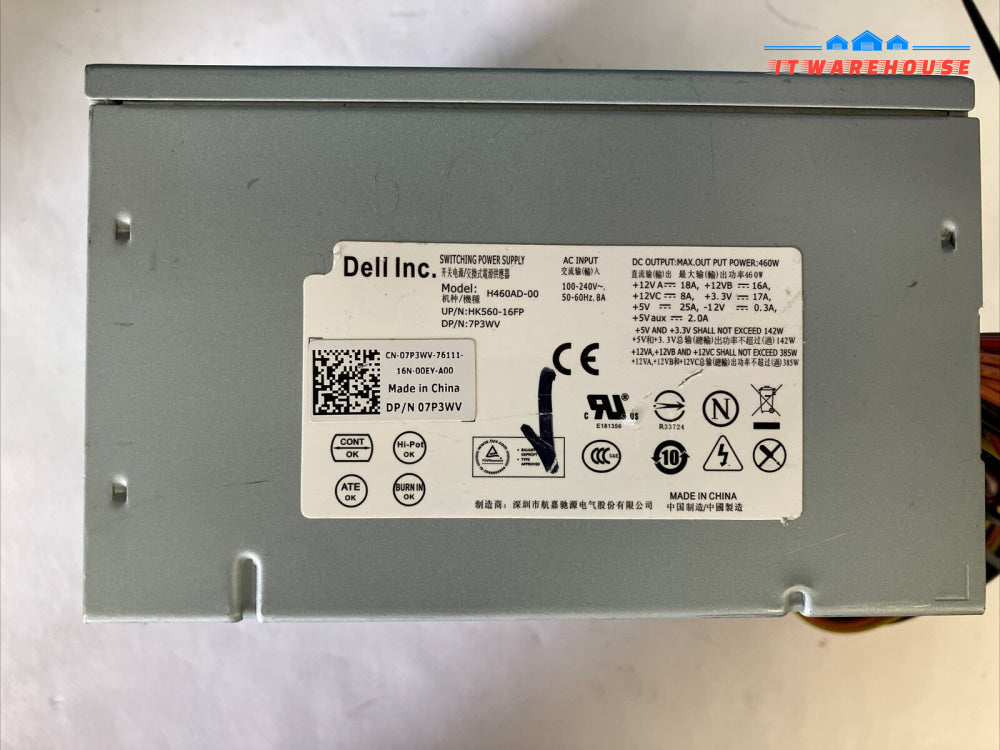 07P3Wv 7P3Wv Dell H460Ad-00 460W Atx Power Supply For Xps 8300 8500 Tested -
