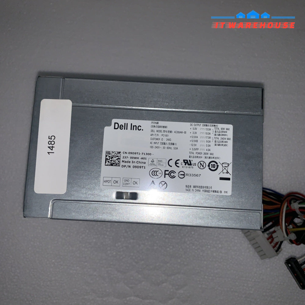 09D9T1 9D9T1 Dell Precision T1600 Optiplex 390 790 990 MT 275W Power Supply