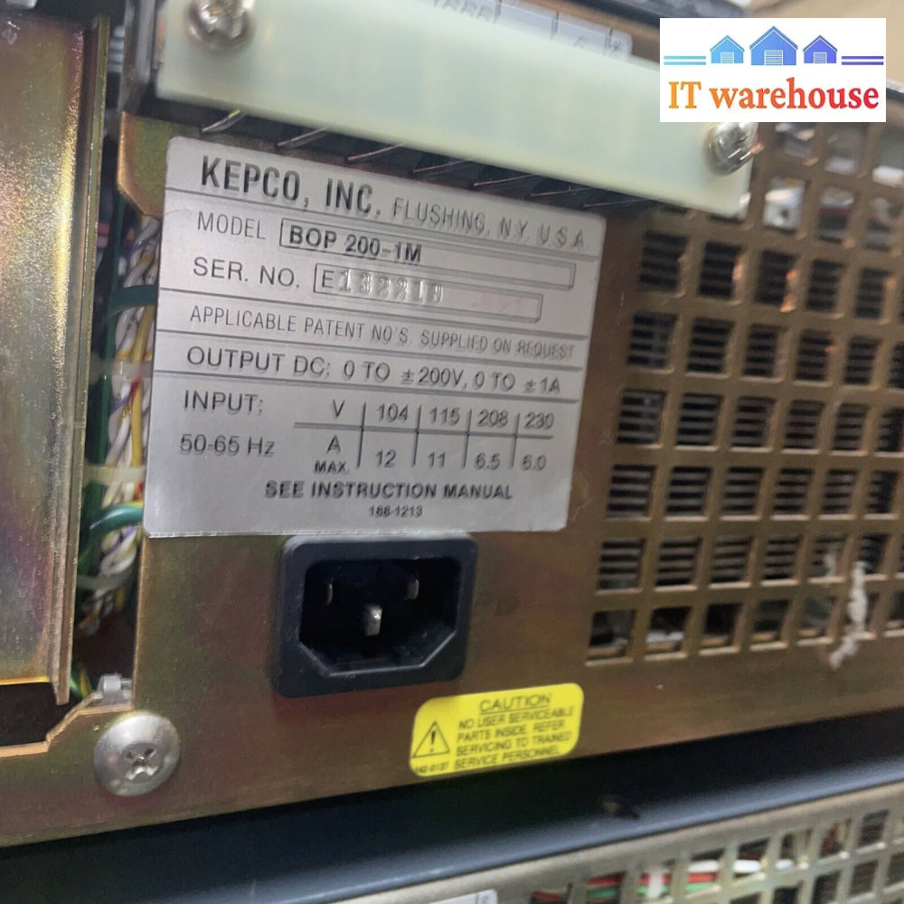 1× Kepco Bop200-1M 200V 1A Bipolar Operational Power Supply