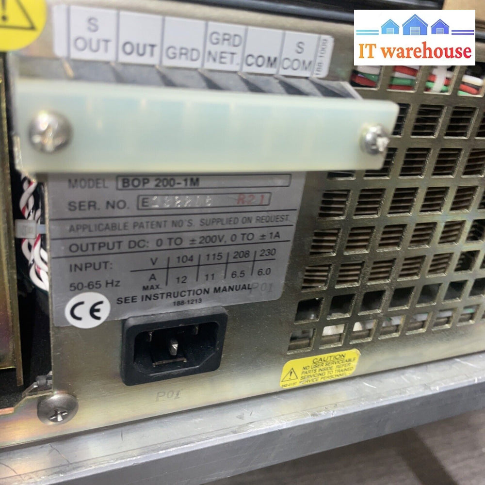 1× Kepco Bop200-1M 200V 1A Bipolar Operational Power Supply