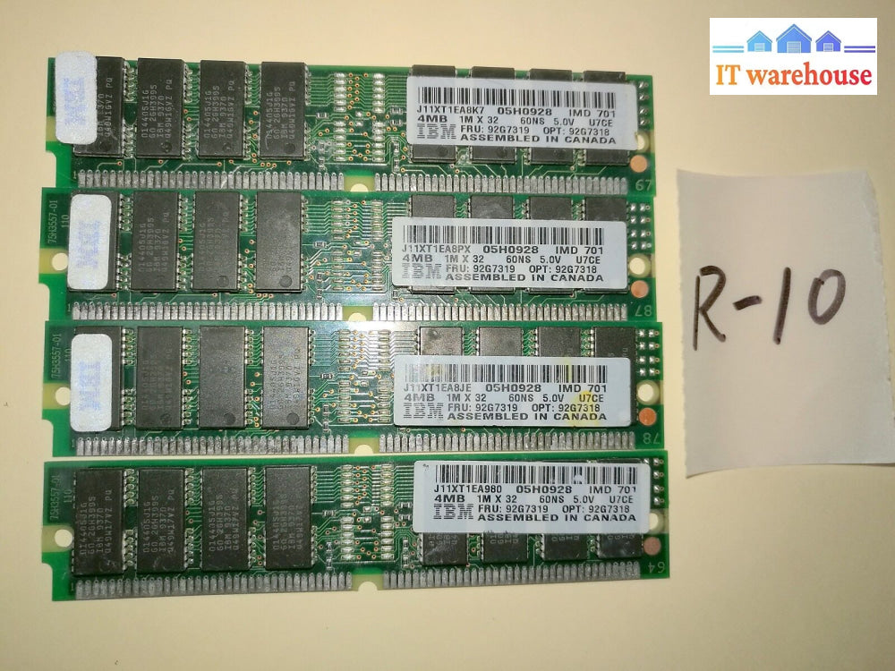 1 X Ibm 92G7319 4Mb 1Mx32 Memory Ram 60Ns 05H0928 92G7318 (Qty Avaiable) @@@