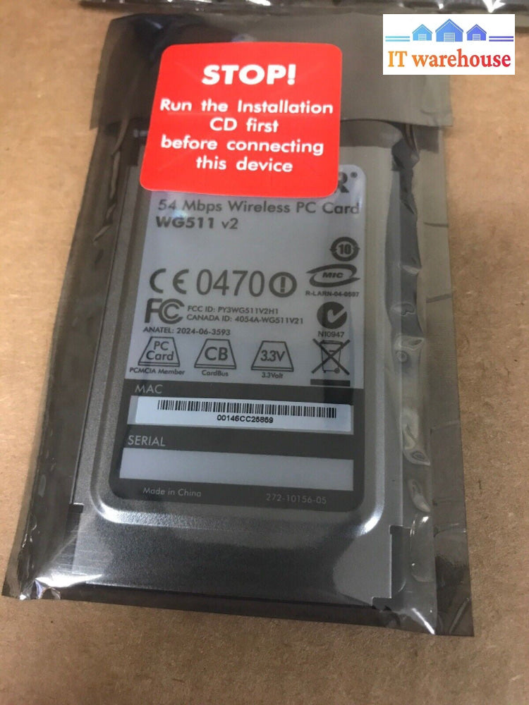 1 x Netgear 54 Mbps Wireless PC Card WG511 V2 for laptop etc. @@@