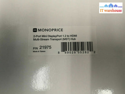 1 X New Monoprice P/N 21975 2-Port Mini Displayport 1.2 To Hdmi @@@