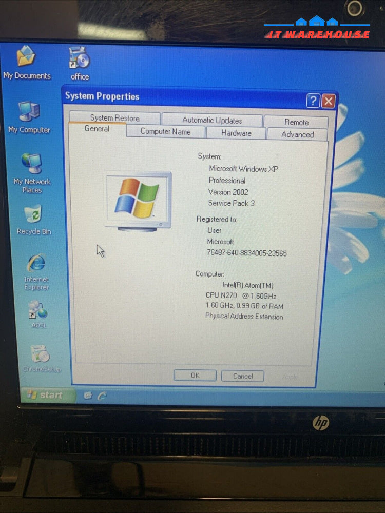 10.1’’ HP Mini 110-1030CA Atom N270 1.60GHz 1GB Ram 160gb Hd windows xp