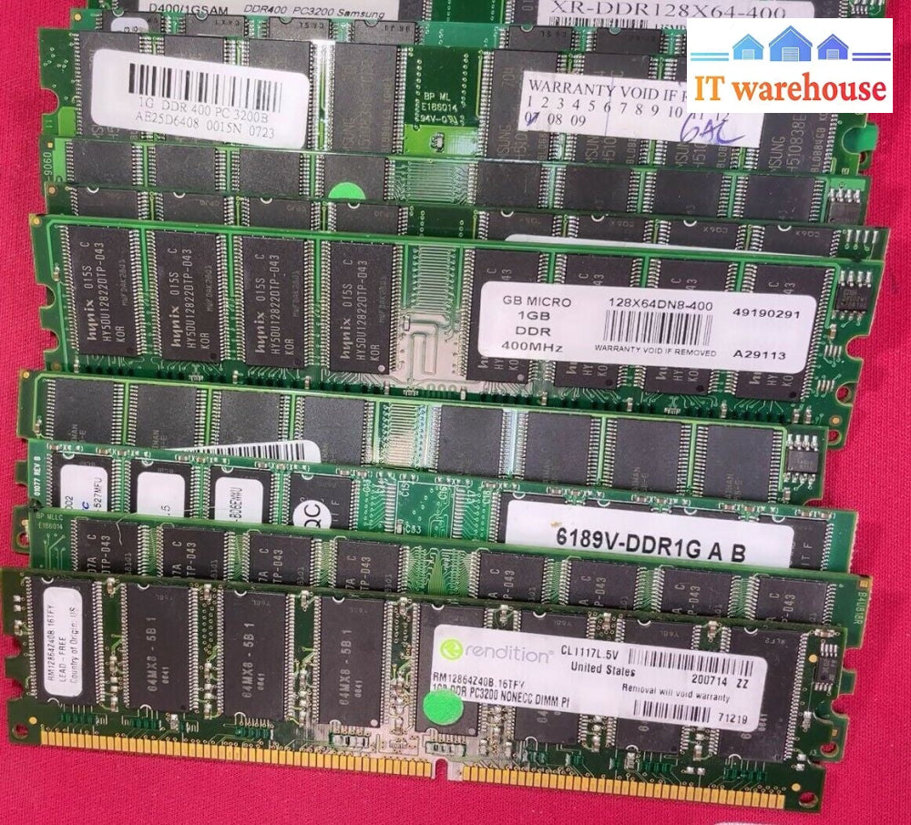 10 x mixed Desktop 1GB PC3200 400mhz DDR-400 RAM Memory Module