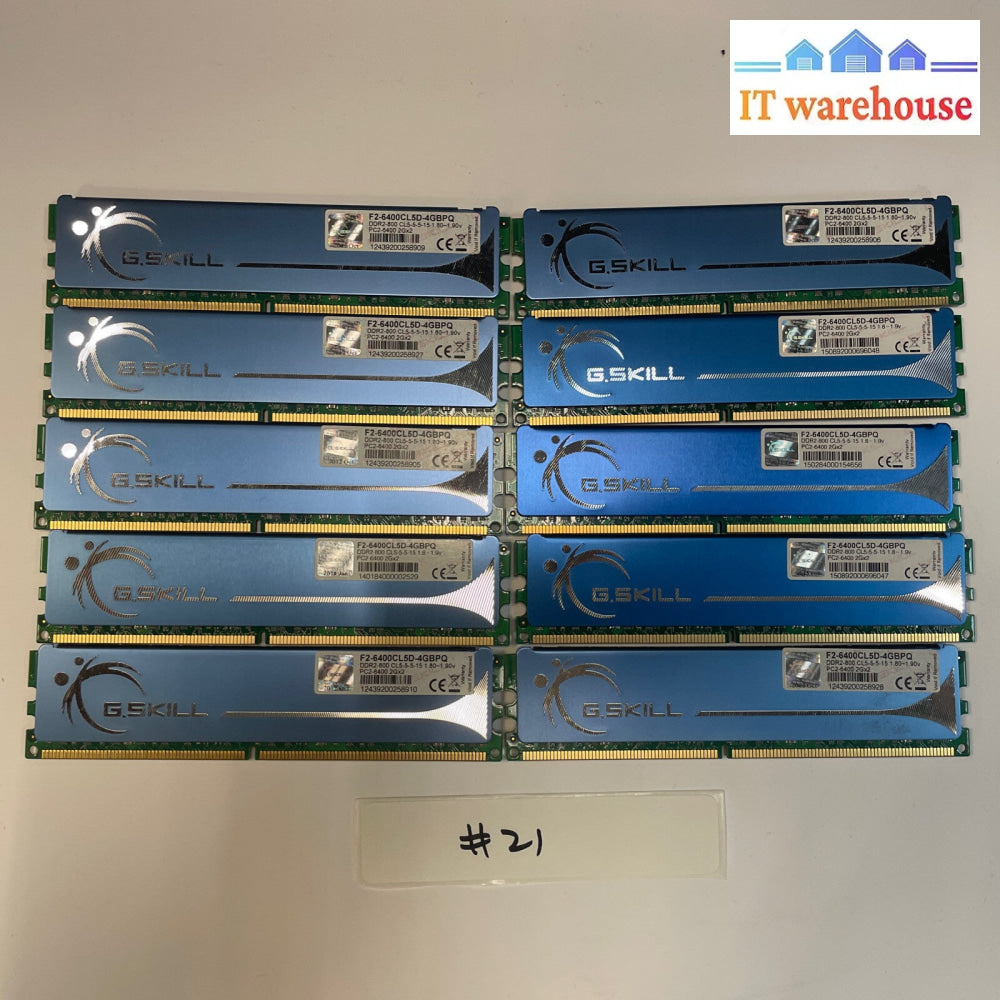 10X 2GB G.Skill F2-6400CL5D-4GBPQ 2Gb PC2-6400 800Mhz DDR2 Desktop Memory RAM