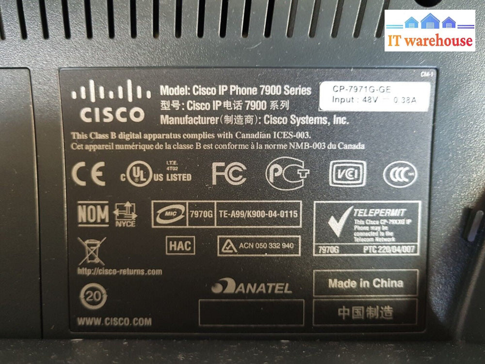 - 10x Cisco Systems 7971 IP Telephone Series VOIP Business Phones CP-7971G-GE @@