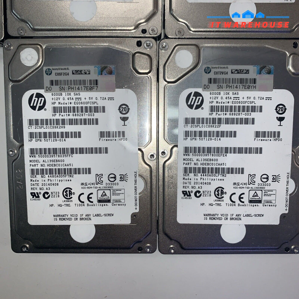 10x HP/DELL/ 600GB 10K 6G 2.5’’ SAS Hard drive (for servers)