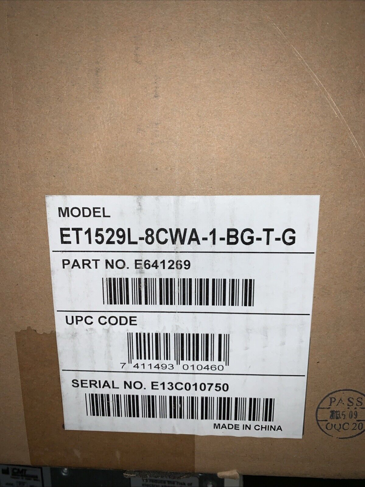 TYCO ELO TOUCH SYSTEMS ET1529L-8CWA-1-BG-T-G 1529L TOUCH DISPLAY 15'' 1024 X 768