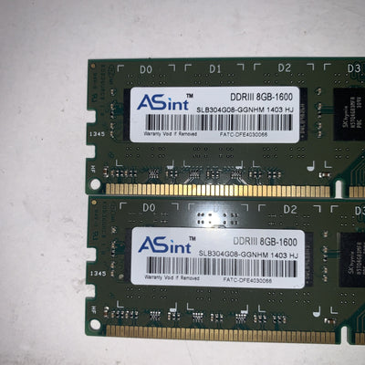 2x 8GB=16GB ASint DDRIII PC3-1600 SLB304G08-GGNHM desktop memory Ram