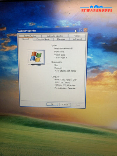 15’’ HP Compaq 6710b Laptop T7500 3GB 250GB DVD Windows XP Pro SP3