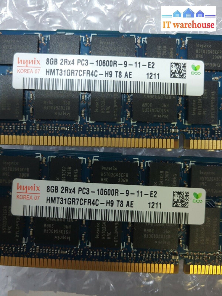 - 16GB(2x8GB) Hynix 8GB DDR3 RAM PC3-10600R 1333Mhz HMT31GR7CFR4C-H9 Server RAM