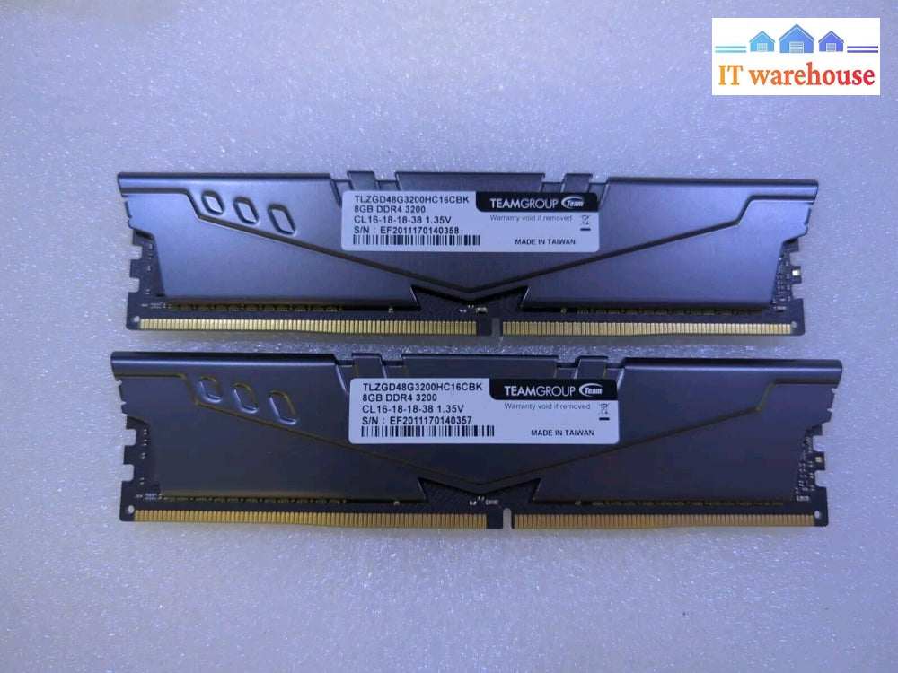 16Gb (2X8Gb) Team Pc4-25600 Ddr4 3200 Mhz Desktop Ram Tlzgd48G3200Hc16Cbk -