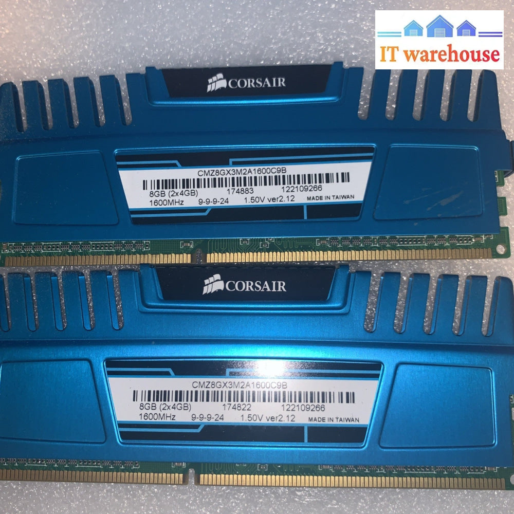 16GB =4x 4G Corsair CMZ8GX3M2A1600C9B Vengeance Blue PC3-12800 1600mHz DDR3 RAM