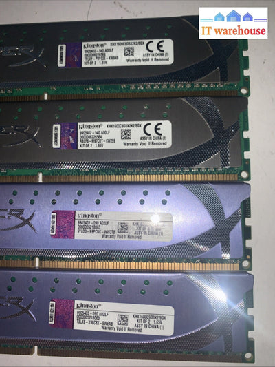 16GB = 4x 4GB Kingston DDR3 1600MHz Desktop RAM Hyperx BLU KHX1600C9D3B1K2/8GX