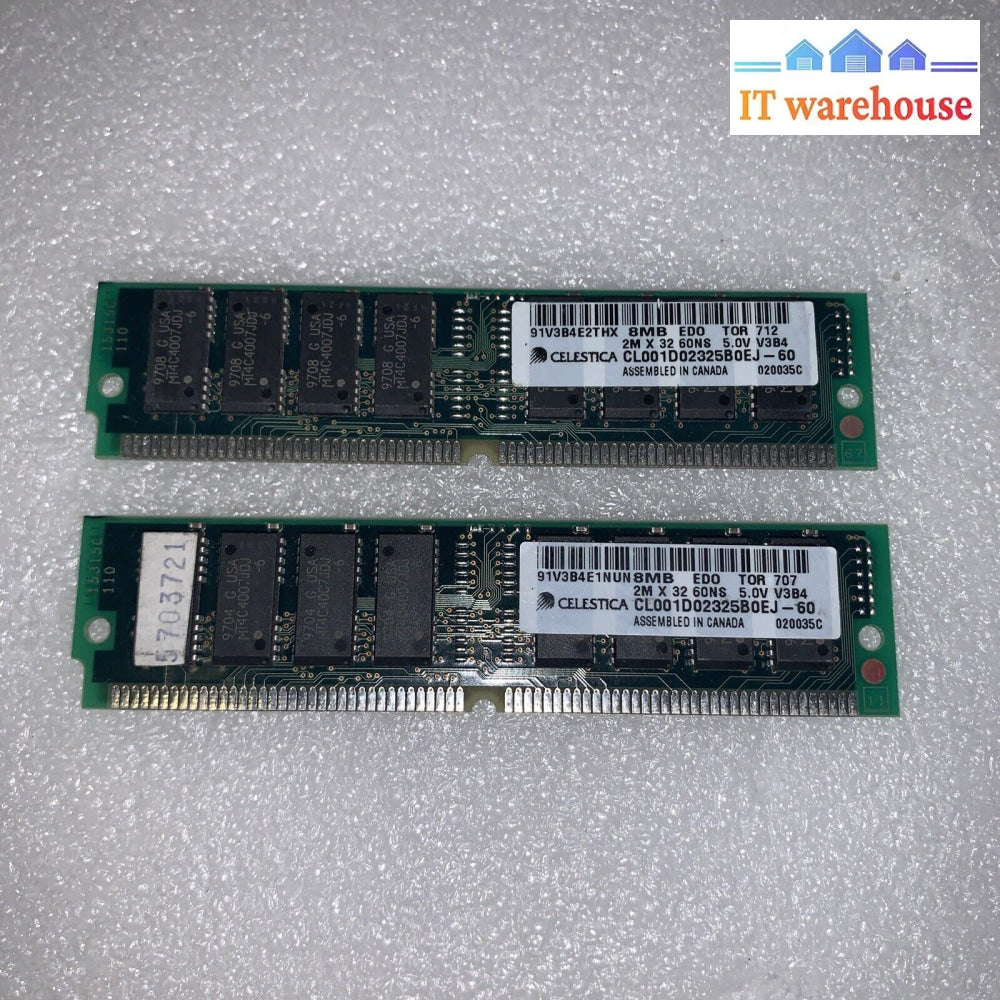 1X 8Mb Celestica Cl001D02325B0Ej-60 2Mx32 60Ns 5.0V V3B4 72-Pin Non-Ecc Edo Ram