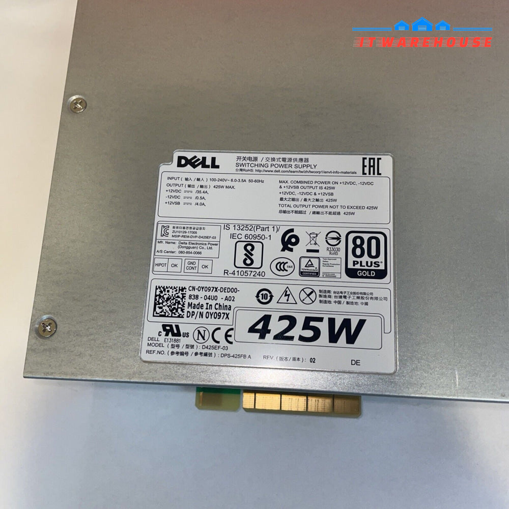 1X Dell Precision T5820 425W 80Plus Power Supply Y097X