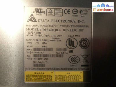 - 1X Delta Dps-600Qb A Rev:08F Switching Power Supply 15240-12