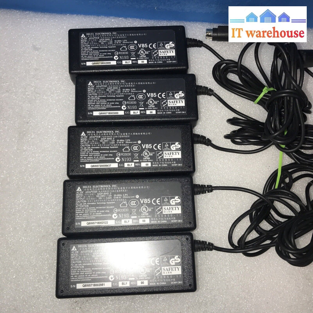 (1X) Delta Electronics (Sadp-65Kb D) 19V 3.42A Power Supply (4-Pin) + Power Cord