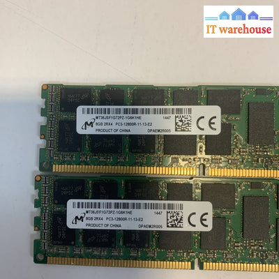 2 x MICRON 8GB PC3-12800R RDIMM MT36JSF1G72PZ-1G6K1HF REG ECC Server Memory RAM