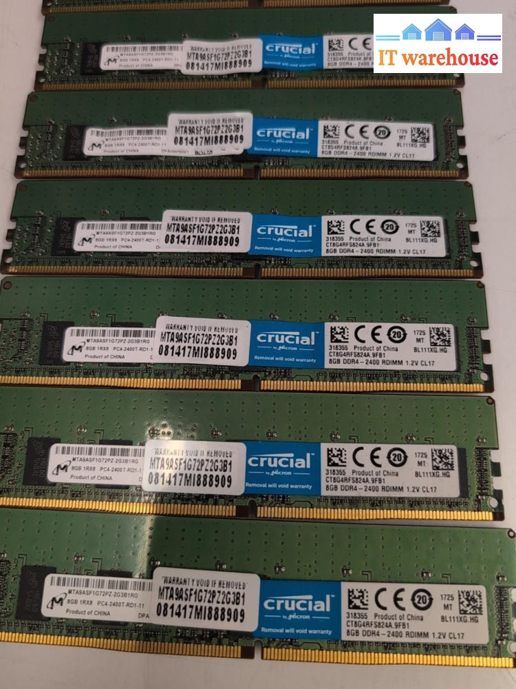 24GB (3x8GB) Micron PC4-2400T-RD1-11 ECC Server Memory MTA9ASF1G72PZ-2G3B1RG -