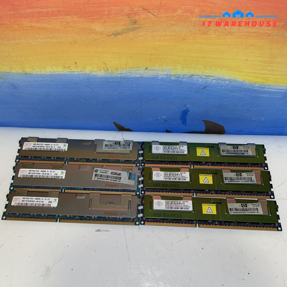 24GB= 6x 4GB HP 500203-061 DDR3-1333 PC3-10600R Memory (for servers)