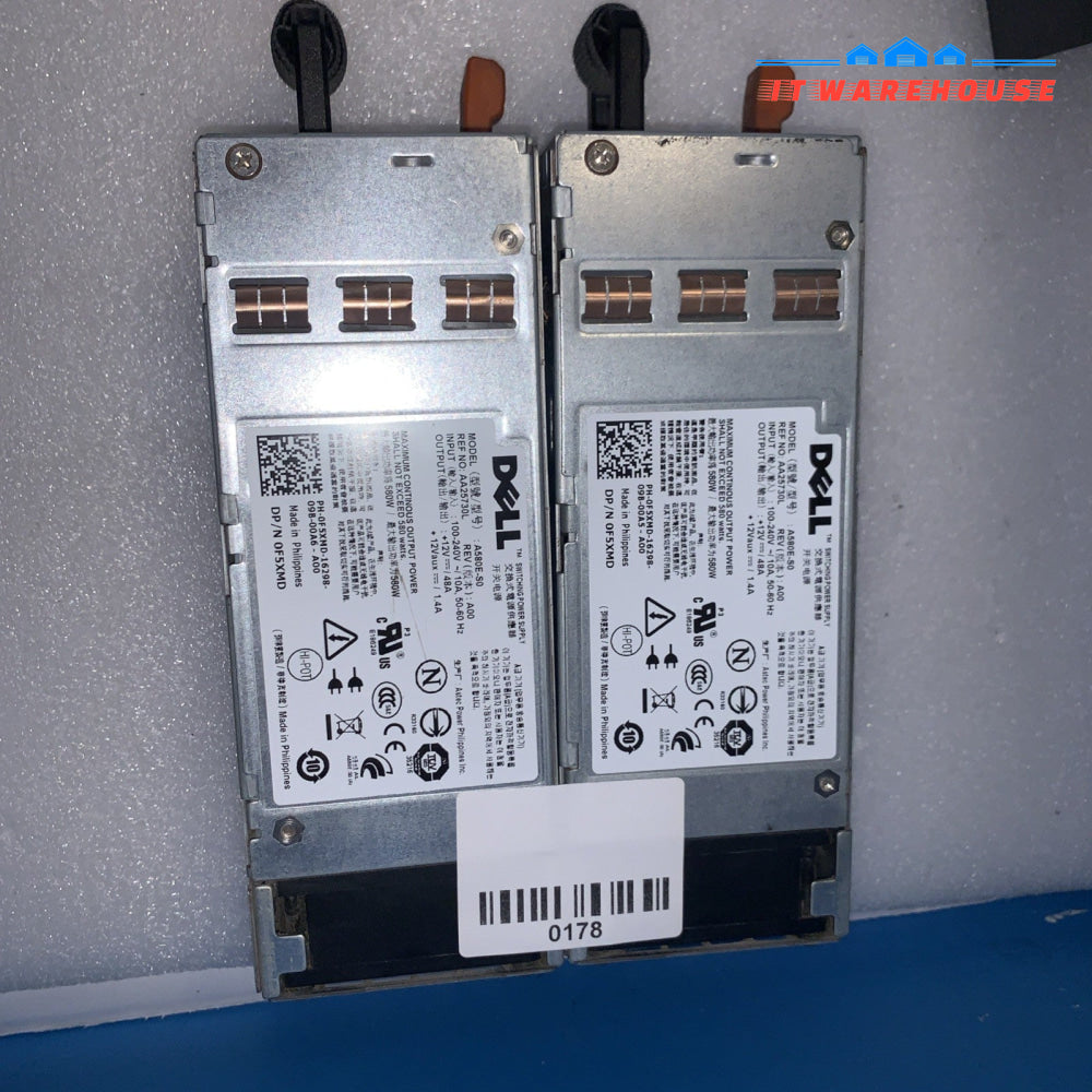 2x 580W Server Power Supply F5XMD H371J G686J A580E-S0 D580E-S0 for DELL T410