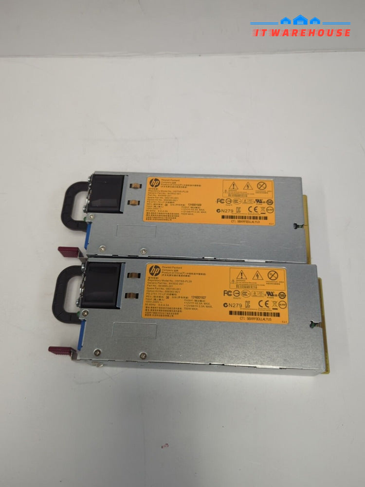 2x 656363-B21 HP 750W Platinum Power Supply 643932-001 660183-001