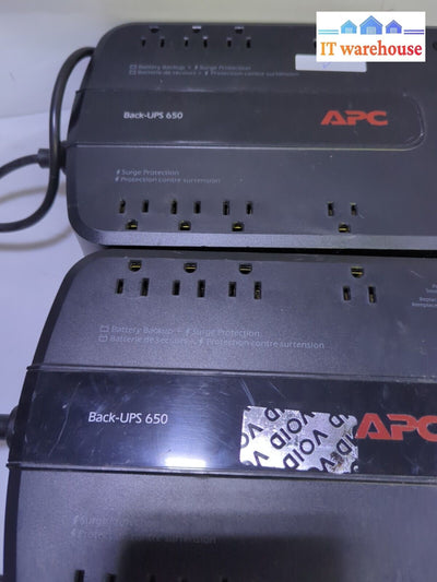 - 2X Apc Back-Ups 650 8 Outlets Ups Be650G1 Tested (No Battery)