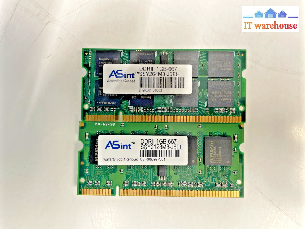 2x Asint DDR2 1GB-667 Laptop Memory SSY2128M8-J6EE +