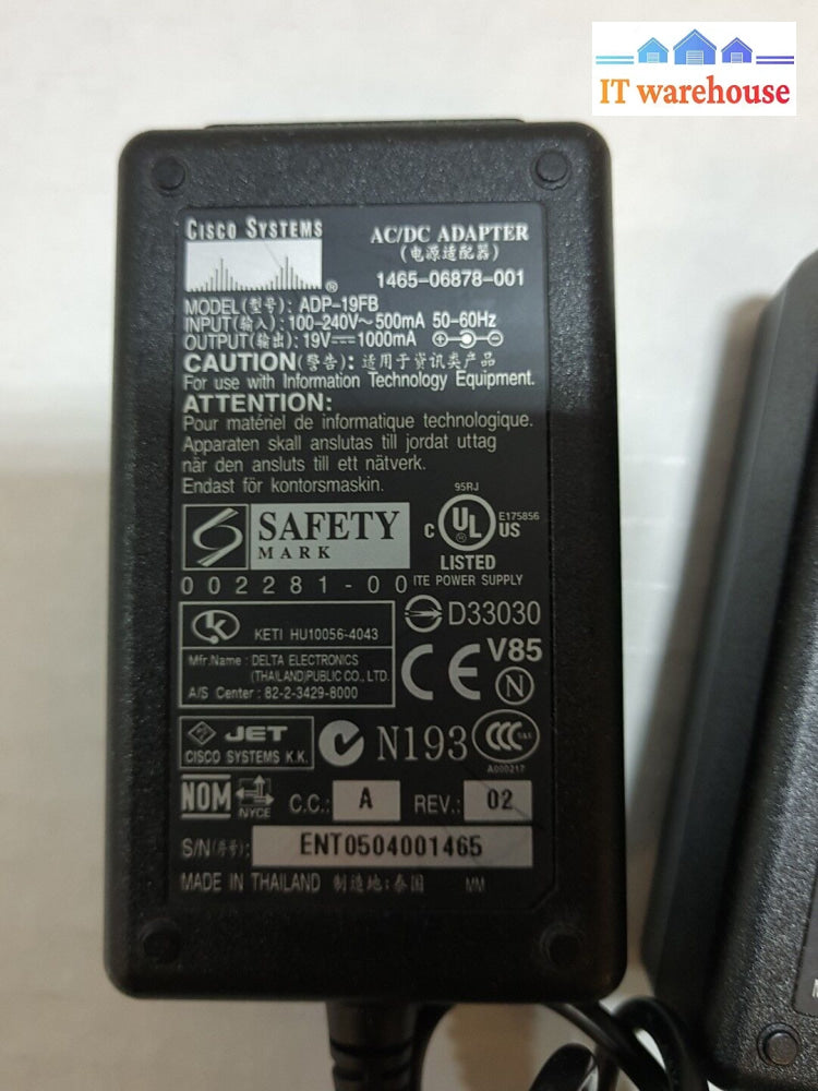 - 2X Cisco Systems Power Adapter Adp-19Fb 19V 1000Ma 1465-06878-001