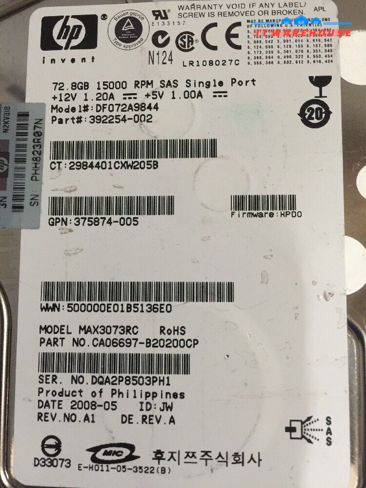 - 2X Hp 72Gb 15000Rpm 3.5’ Sas Server Hdd Max3073Rc Ca06697 392254-002 @@@