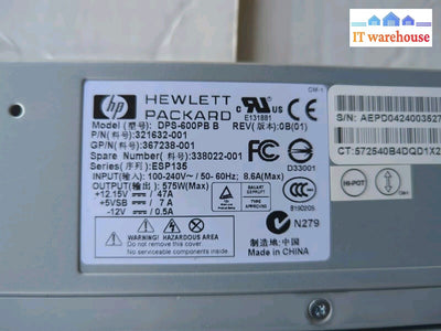 2X Hp Dl385 G1 Dl380 G4 575W Power Supply Psu 338022-001 321632-001 Dps-600Pb -