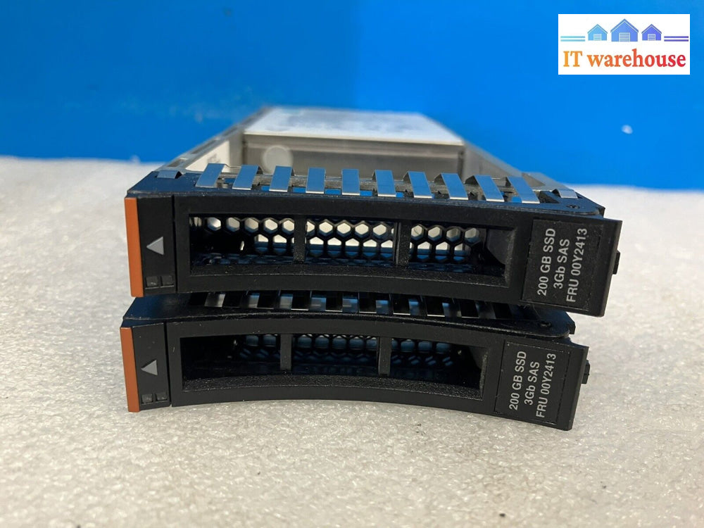2X Ibm 00Y2518 200Gb Sas Ssd Fru 00Y2413 Pn 00Y5712 W/ Caddy Hvsml4020Ass600 ~