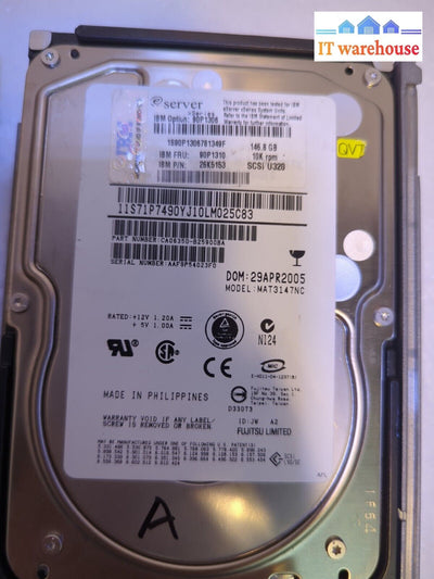 - 2X Ibm 146Gb Scsi U320 10K Hot Swap Hdd 90P1310 26K5153 W/Tray 25R4100