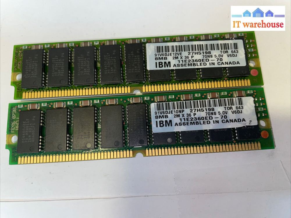 2X Ibm 27H51988Mb 2M X 36 P70Ns 5.0V V6Dj11E2360Ed - 70 Memory