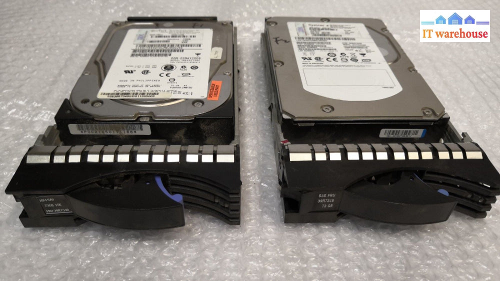 - 2X Ibm 3.5’ 73Gb 15K Sas Hard Drive W/Tray 39R7348 @@@