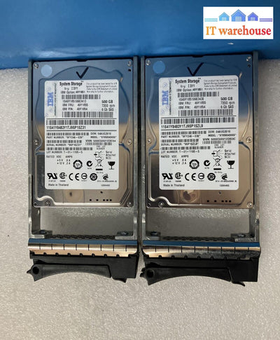 2X Ibm 49Y1851 500Gb 7.2K Sas 2.5’ Hdd St9500430Ss 49Y1855 Pn 49Y1854 W/ Caddy ~