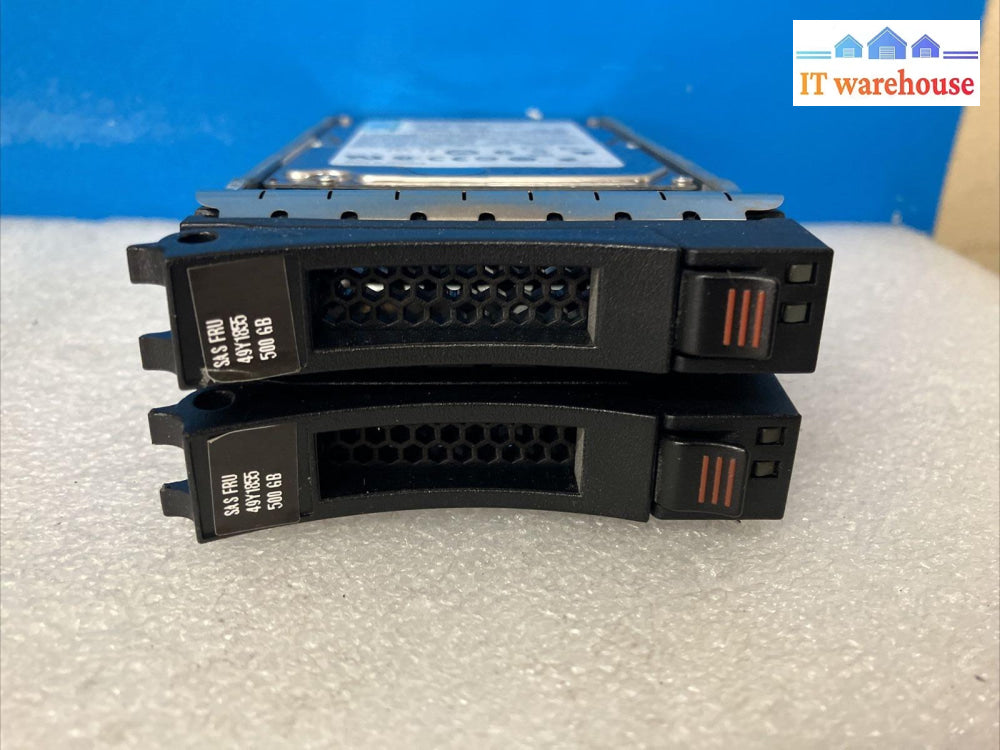 2X Ibm 49Y1851 500Gb 7.2K Sas 2.5’ Hdd St9500430Ss 49Y1855 Pn 49Y1854 W/ Caddy ~