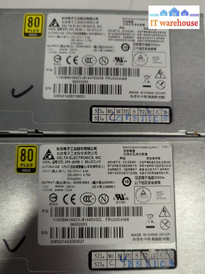 2x Lenovo RD630 640 530 DPS-800RB 800W PSU 80 plus 03X4368 Power Supply