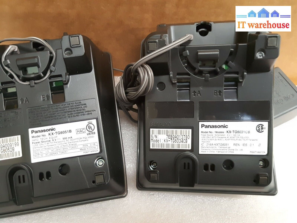 - 2X Mixed Panasonic Wireless Phone Set (Tg6031Cb/Tg6051B) With Handset-Tga600B