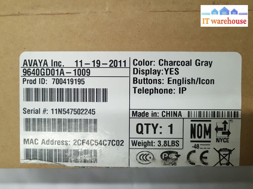 - 2X New Avaya 9640 9640Gd01A-1009 Ip Tel Set Charcoal Gray W/ Display @@@