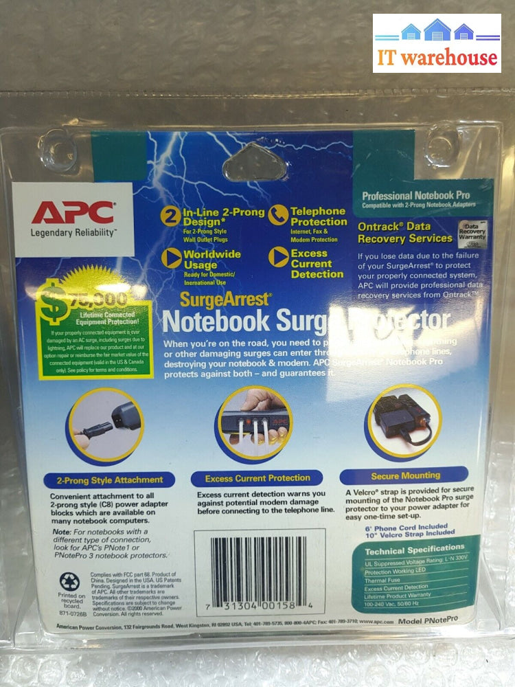 - 2X New In Box Apc Notbook Surge Protector Pnotepro