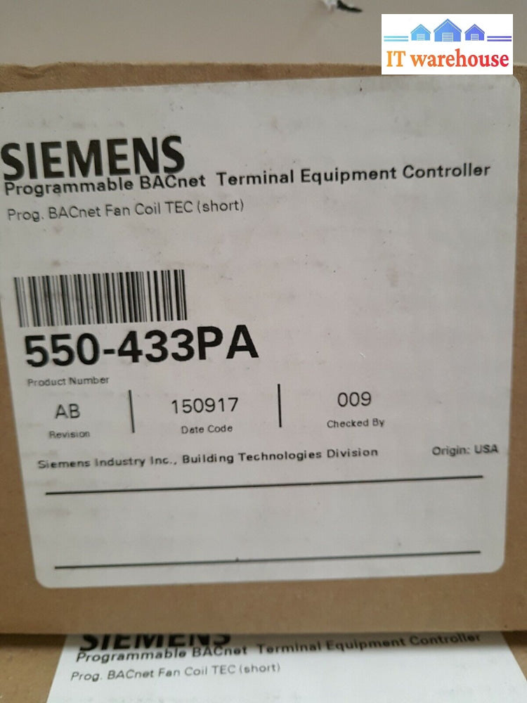 - 2X New Siemens 550-433Pa Terminal Equipment Controller Bacnet Fan Coil Tec