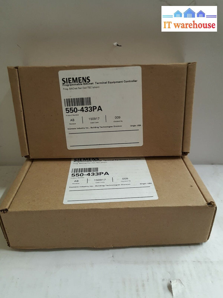 - 2X New Siemens 550-433Pa Terminal Equipment Controller Bacnet Fan Coil Tec