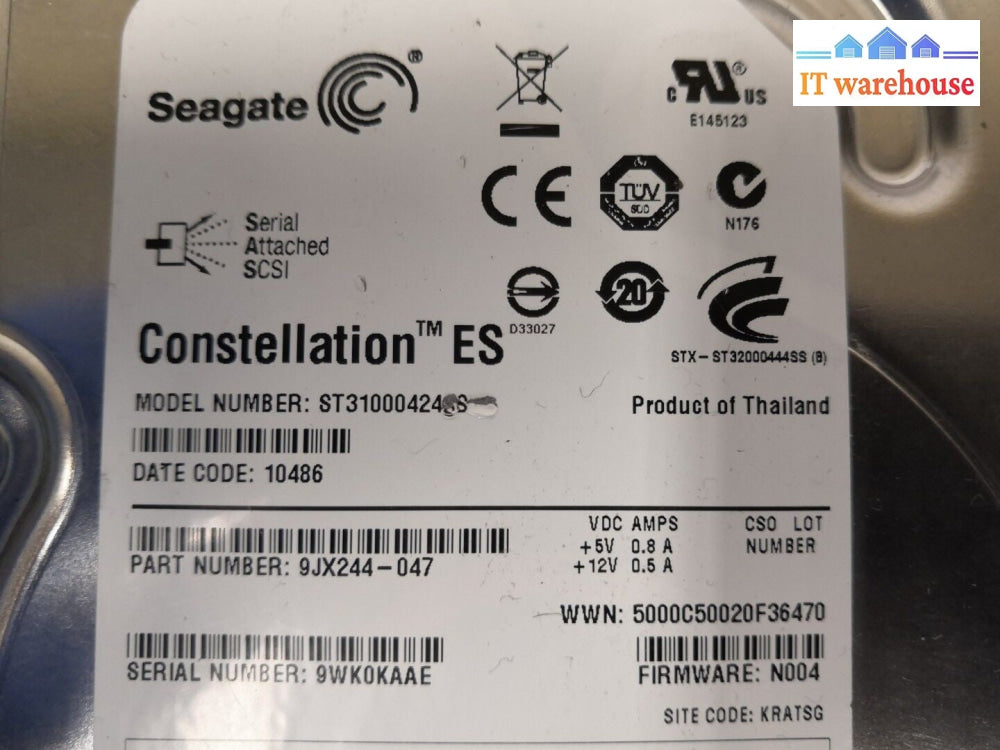 2x SEAGATE 9JX244 1TB 7.2K RPM 3.5" SAS HARD DRIVE ST31000424SS @-