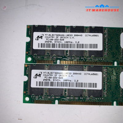 2X256MB Micron/Dell MT16LSDT3264AG SDRAM PC100 CL2 100MHZ 168PIN PC RAM