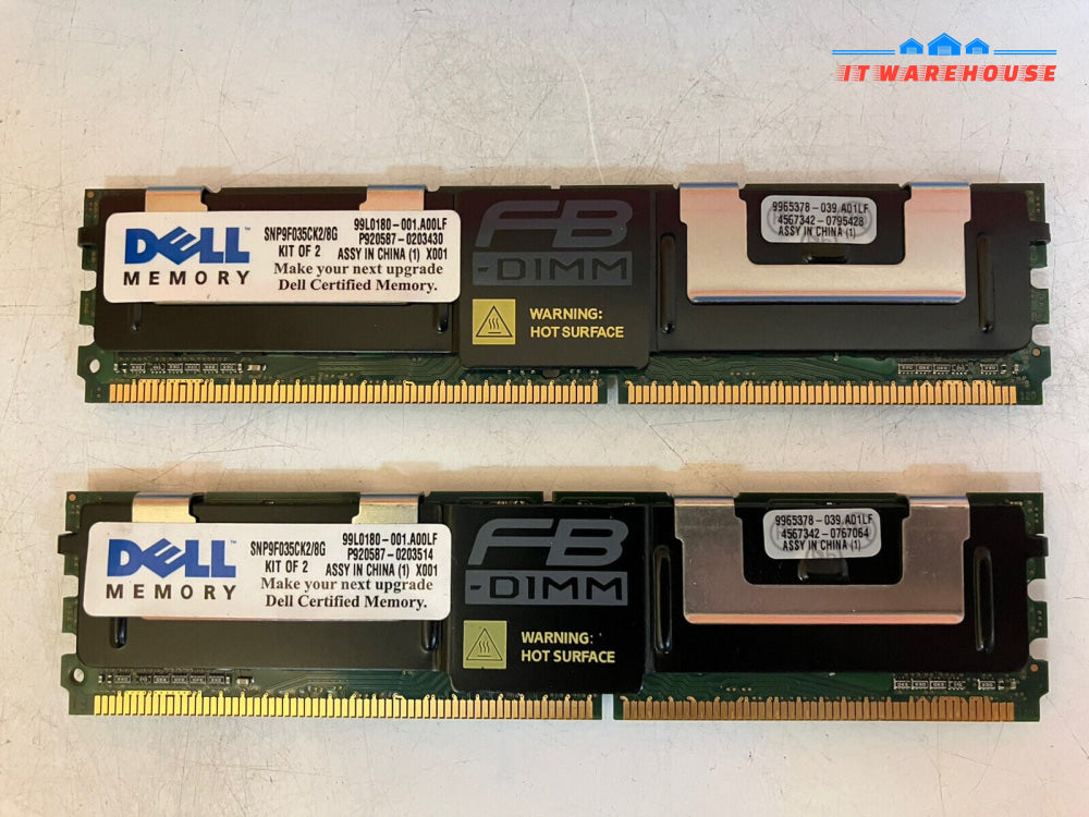 ~ 2x4G Dell PowerEdge DDR2 PC2-5300F ECC FBDIMM SNP9F035CK2/8G Server Memory RAM