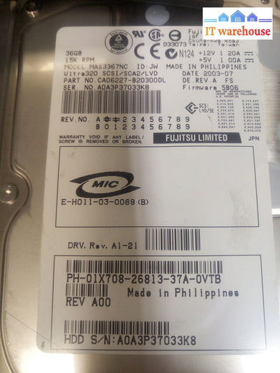 - 3 X Mixed 36G Server Hdd St336753Lc/Mas3367Nc/0Fc272 W/Caddy Ie248