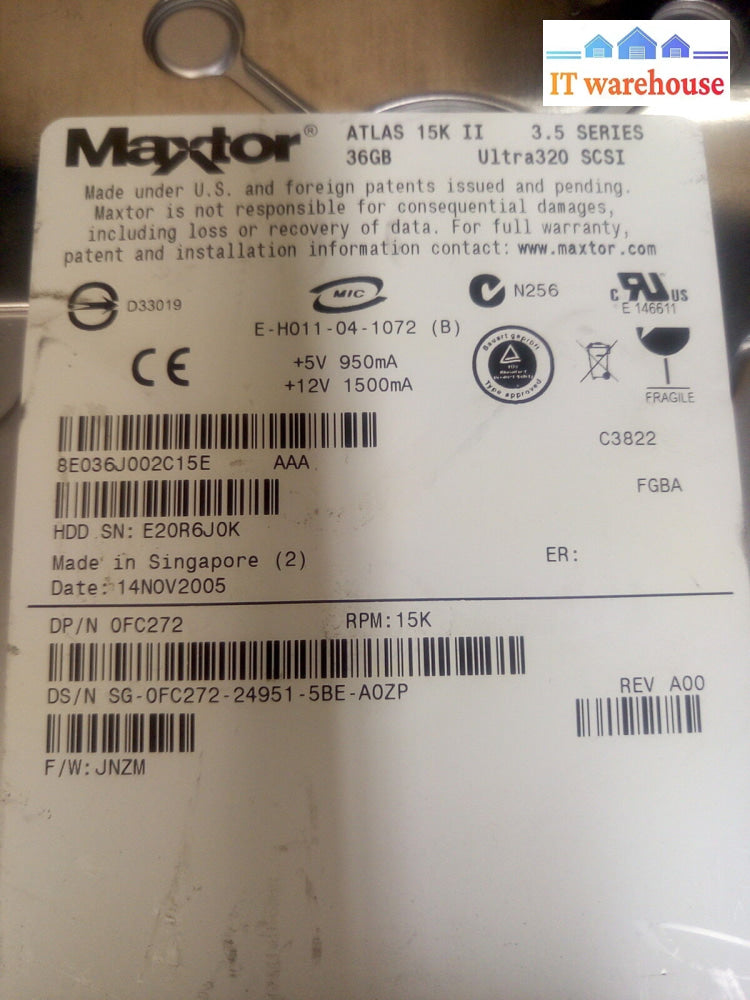 - 3 X Mixed 36G Server Hdd St336753Lc/Mas3367Nc/0Fc272 W/Caddy Ie248